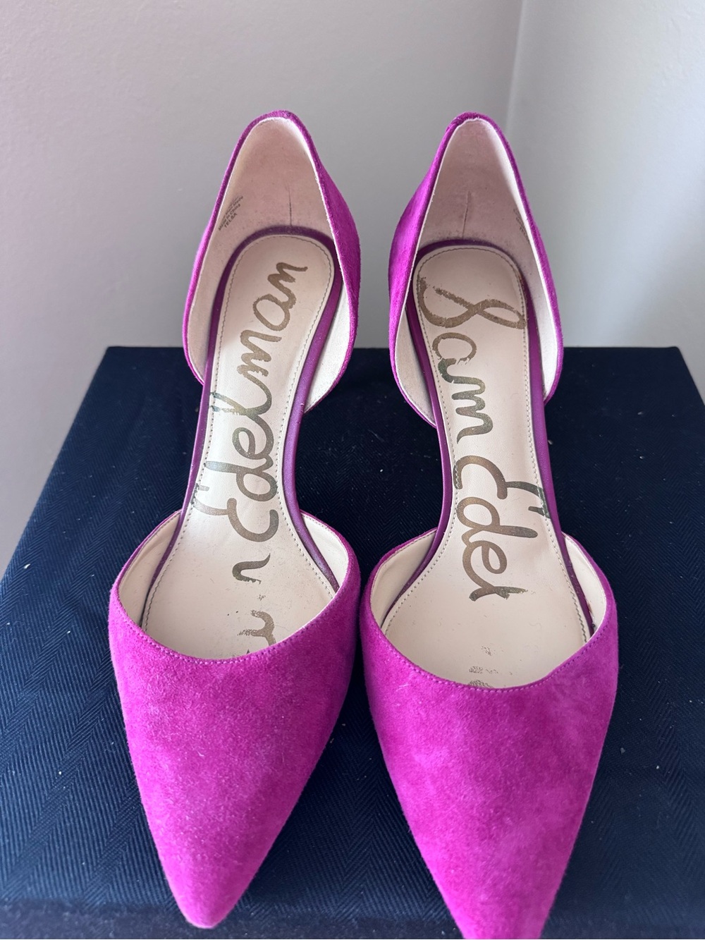 Sam Edelman Fuchsia Suede Pointed D'Orsay Heels